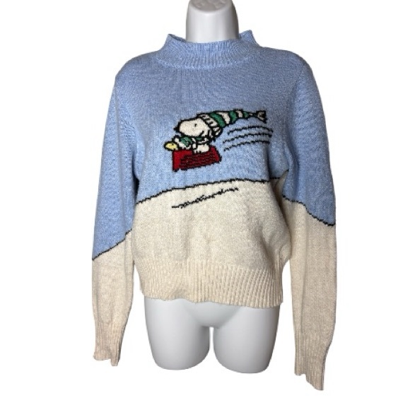 American Eagle Outfitters Sweaters - American Eagle Snoopy Mock Neck Sweater Women’s M Blue